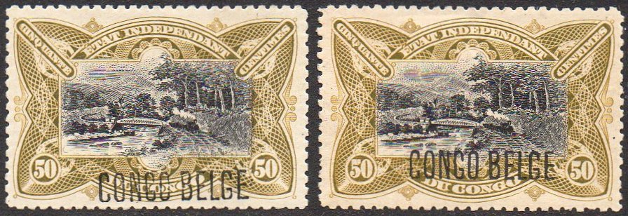 Belgian Congo Belge 50c Mols 1909 typograhed overprint Type II